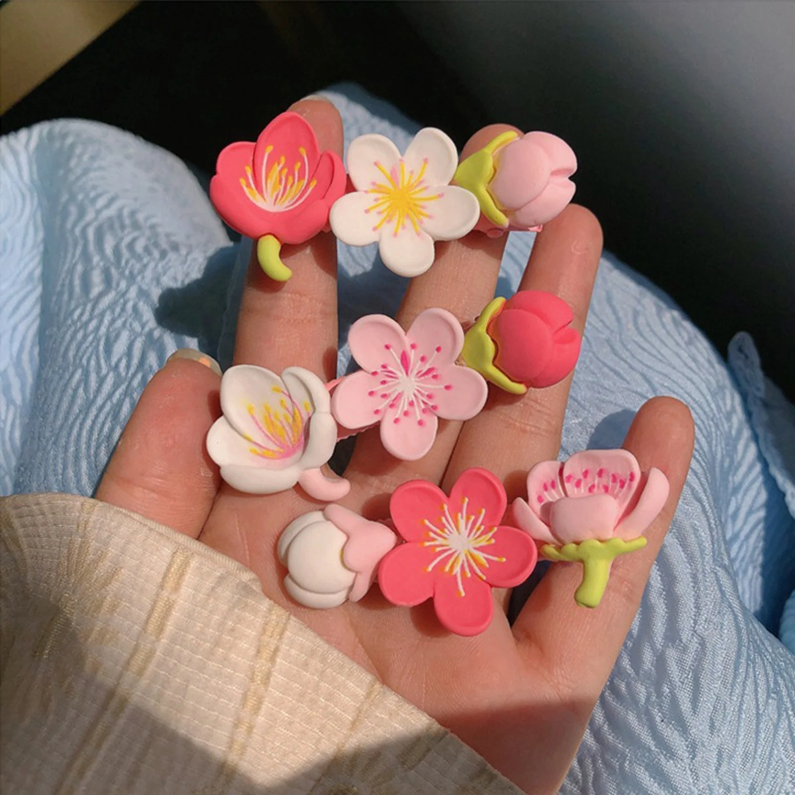

1Pcs Acrylic White/Pink Peach Flower Hair Clip Floral Hair Accessories for Women Girls Daily Party Kawaii Hairpins Decor