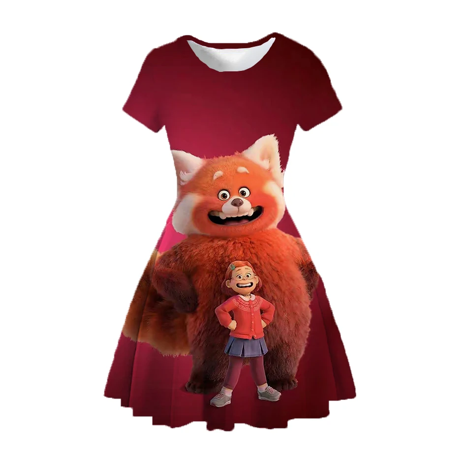 Disney Anime Red Panda Turning Cartoon Animal Panda Print Dress Children's Clothing Daily Gift Cosplay Birthday Princess Dress