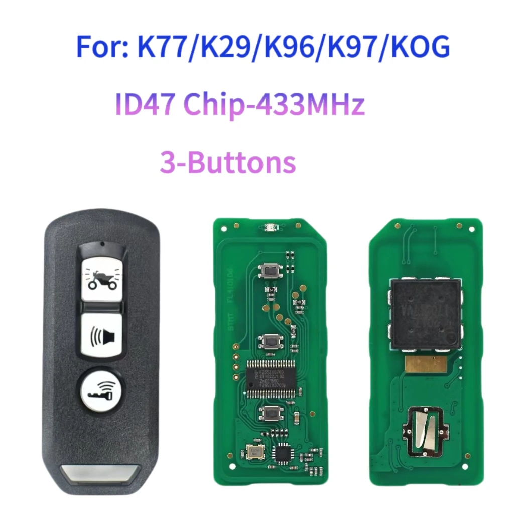 Jingxin 3 Button K77/K29/K96/K97/KOG 433MHz ID47Chip Smart Car Key For Honda Motorcycle X-ADV SH300/150/125 Forza PCX150 Hybrid