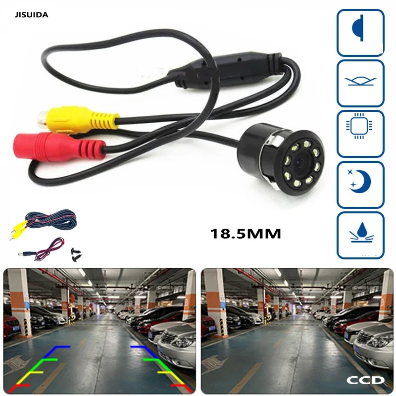 Car rear view camera 8 LED 18.5 reversing camera night vision high-definition waterproof lamp perforated rear view color image