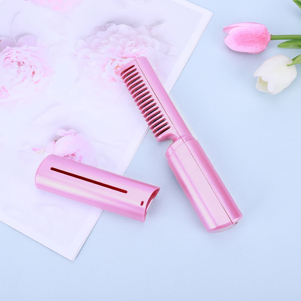 Portable Hair Straightener Hair Straightener Comb USB Rechargeable Mini Hair Hot Comb Hair Straightening Brush for Hair Styling