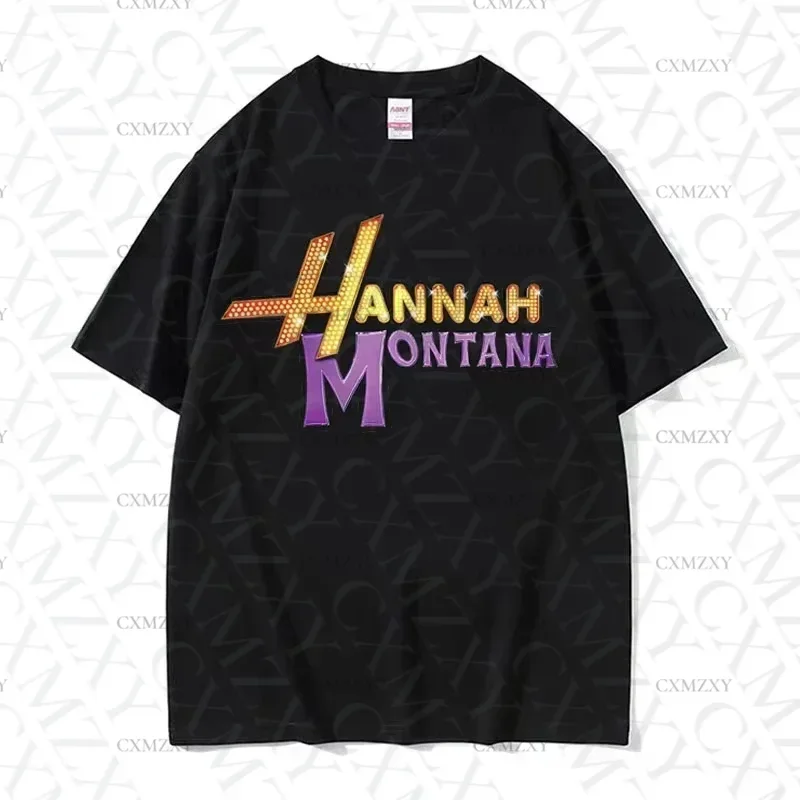 

2025 New Hannaha Montana Logo T Shirt Men Women Summer Casual Short Sleeve Unisex Fashion Aesthetic Trend T-shirt Stree