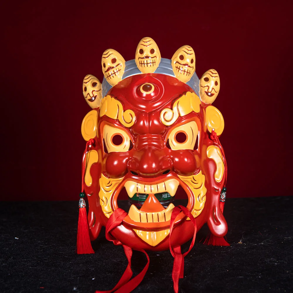 Masque d'Halloween traditionnel minorité douane folklorique Festival Nuo opéra Nuo opéra tibétain rituel masque Coaplay masque de statue divine
