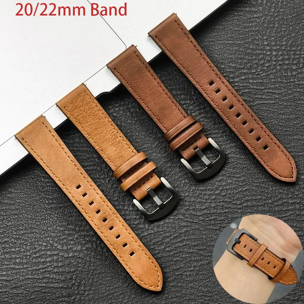 22mm 20mm Leather Silicone Strap For Samsung Galaxy Watch 7 6 5 4 40mm/44mm Universal Band For Galaxy Watch 6 Classic 43mm 47mm