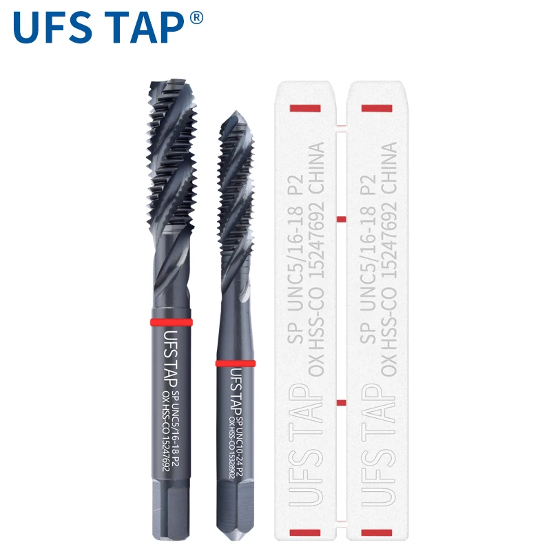 UFS TAP HSS-CO Anello rosso JIS Standard con rubinetto scanalato a spirale OX UNC UNF 2-56 4-40 6-32 8-32 10-24 1/4 Maschio filettato a macchina