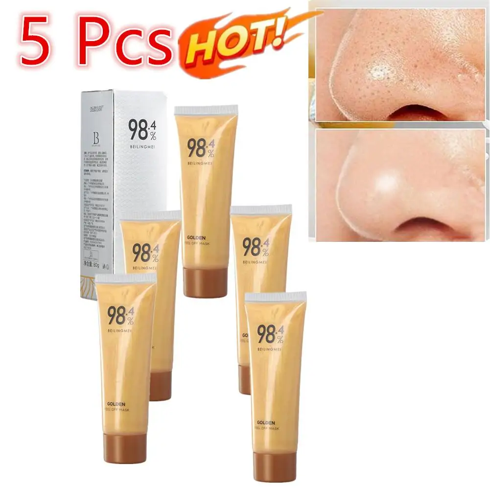 5 Pcs Gold Foil Peel-off Mask 24k Blackhead Removal Masque Firming Facial Mask For Repair Rough Large Pores Women Skin Care