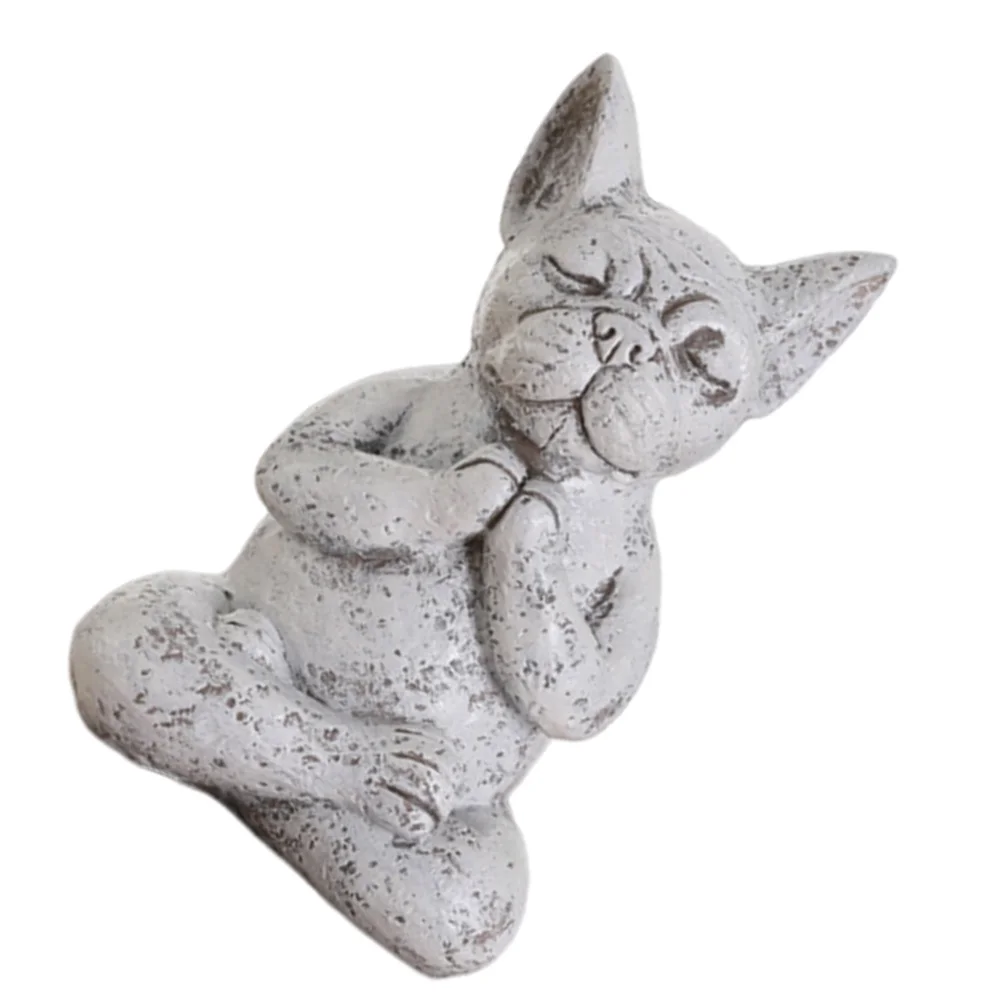 

Meditation Dog Statue Resin Craft Lifelike Detailed Design Home Office Living Room Decor Garden Ornament Lucky Gift