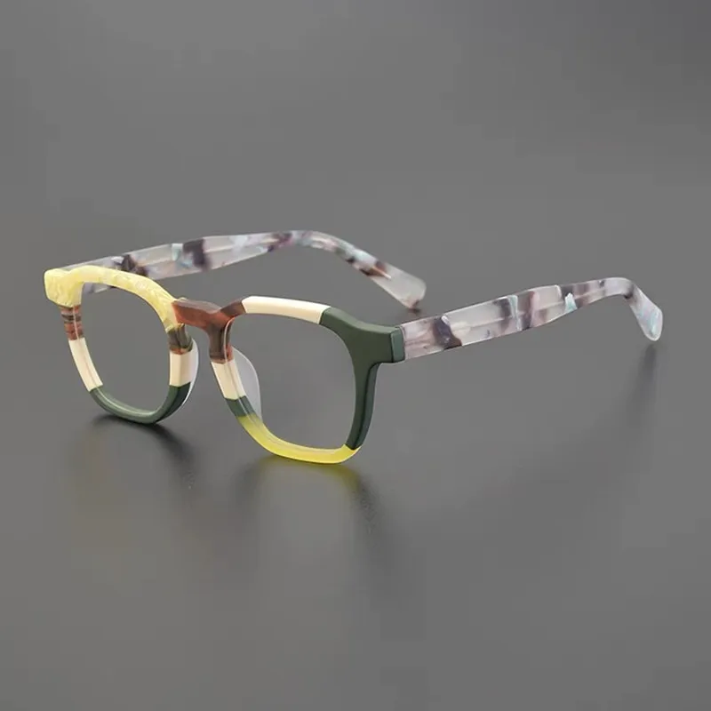 New handmade glasses frame frosted acetic acid multicolor personality square frame optical optometry glasses for men and women.