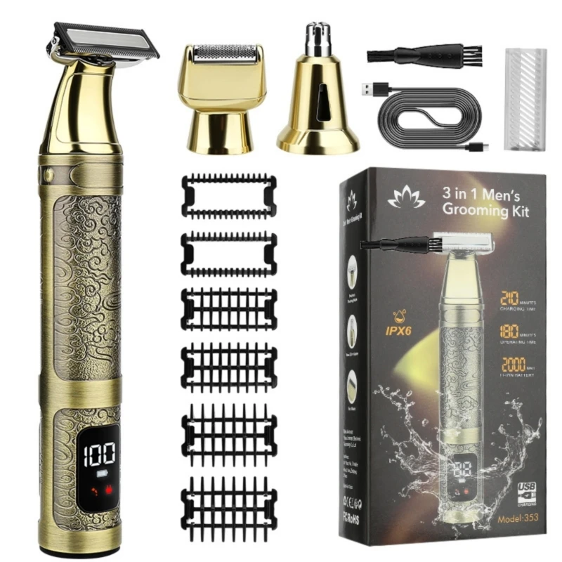 96GF Multi Use Hair Cutting System For Men Includes Hardened Steel Extended USB Rechargeable For Detailed Styling