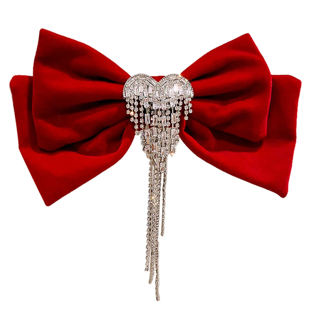 

Rhinestone Bow Love Hairpin Decorative Barrettes Gold Rhinestones Copper Alloy Velvet Water Diamonds Hair Bow Clip Wedding Party