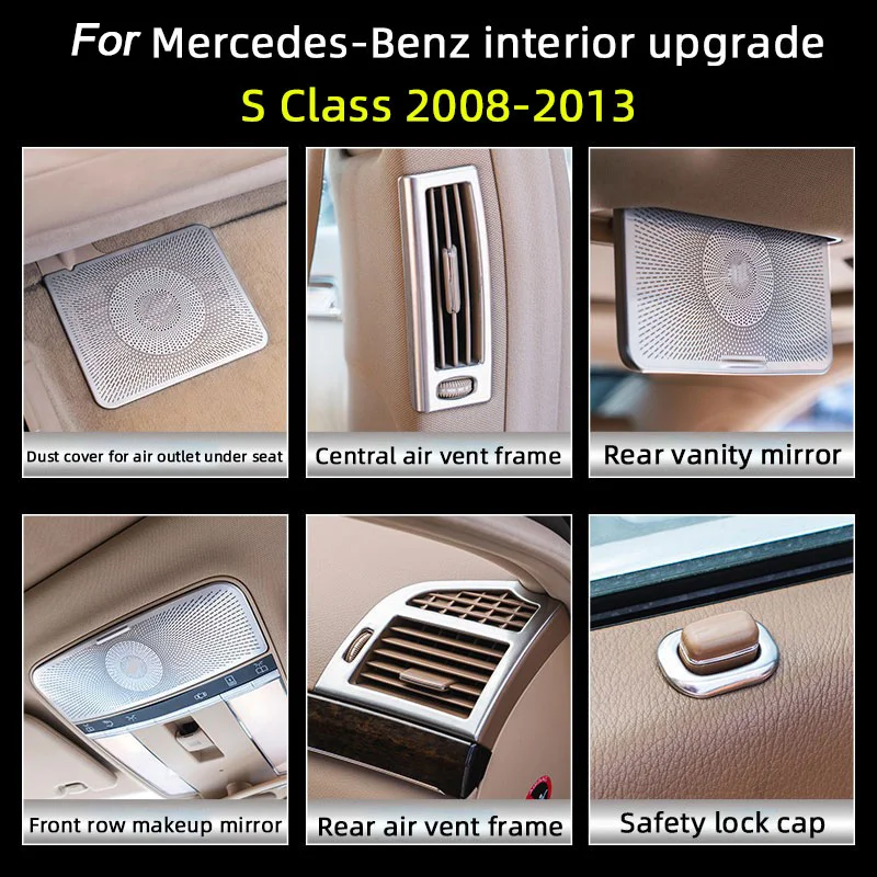 

Car Interior Trim Stickers For Mercedes Benz S Class W221 S300 S350L Central Control Panel horn cover Air outlet Cover Accessory