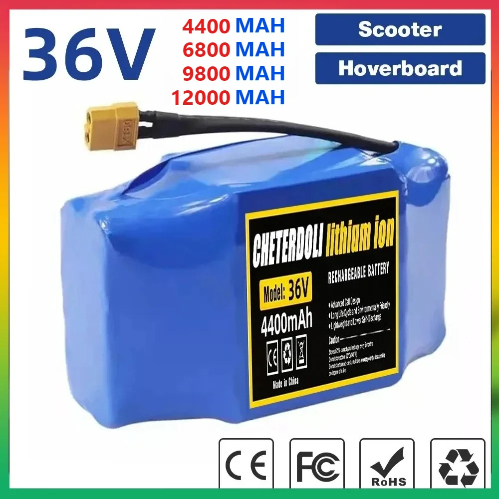 

36V 12/9.8/6.8/4.4Ah Battery 10S2P Rechargeable Lithium-ion Battery for Electric Self-balancing Scooter,HoverBoard and Unicycle