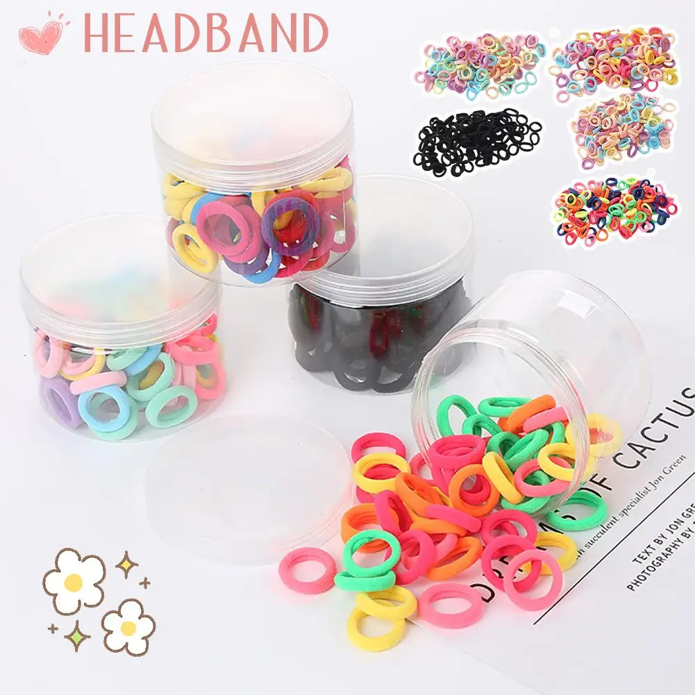 

100Pcs Colorful Basic Nylon Ealstic Hair Ties for Girls Ponytail Hold Scrunchie Rubber Band Kid Fashion Hair Accessories