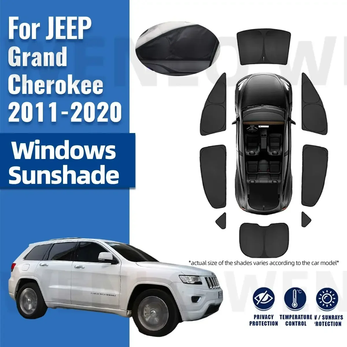 

For JEEP Grand Cherokee 2011-2020 Full Cover Front Windshield Frame Curtain Car Sunshade Shield Rear Side Window Sun Shade Visor