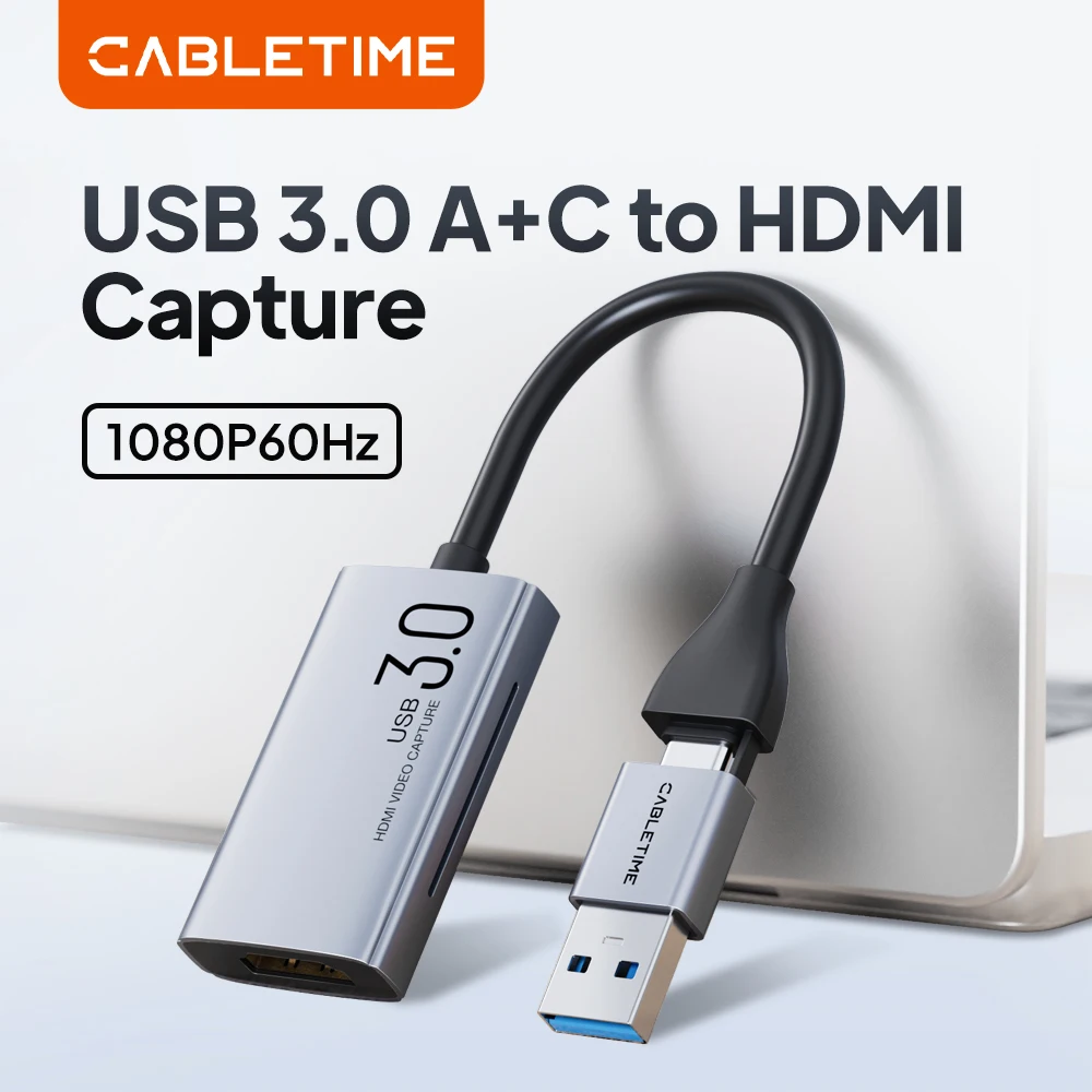 CABLETIME PD 100W HDMI 5Gbps 4K 1080p Full HD USB 3.0 Video Capture Card for PS5 Streaming Switch Video Recorder