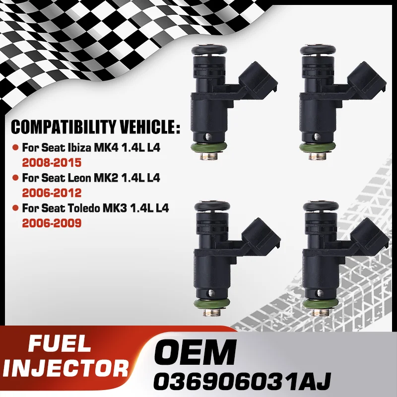 

Car Fuel Injector Nozzle For Seat Ibiza MK4 1.4L L4 2008-2015 Seat Leon MK2 1.4L L4 2006-2012 Seat Toledo MK3 1.4L L4 2006-2009