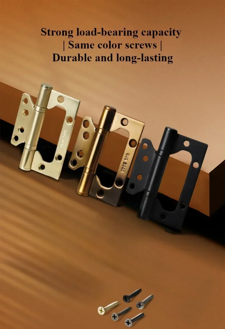 Multi colored stainless steel hinges without slotting, 105mm-130mm bedroom, bathroom, door, wooden door hinges