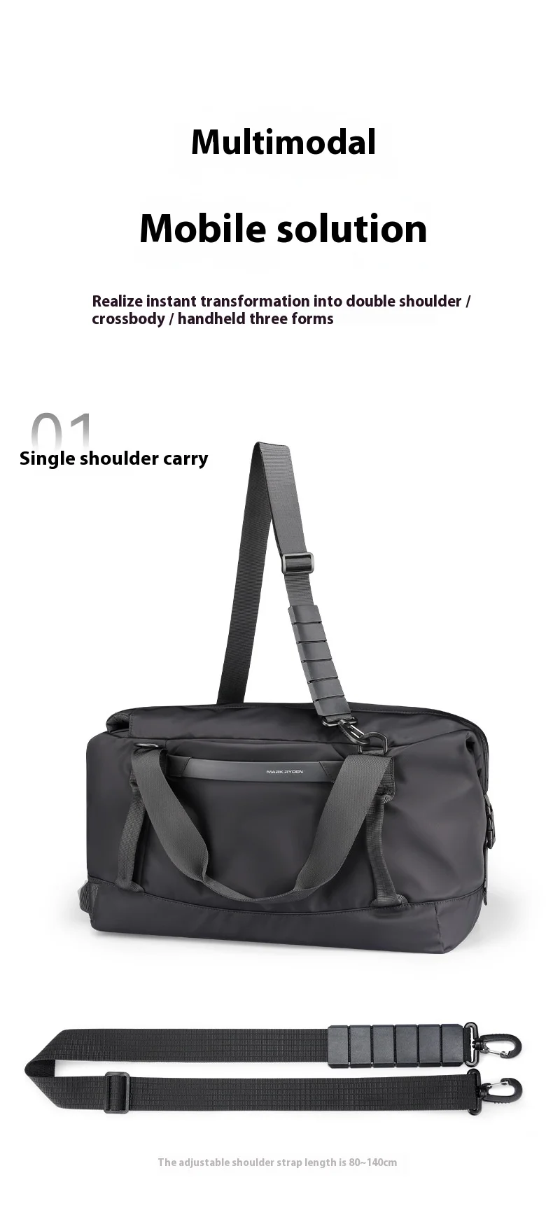 Mark Ryden 30L Wasserdichte Reisetasche – 3-in-1 Konvertierbare Reisetasche für Herren & Damen mit Trocken-Nass-Trennung – Detail 8