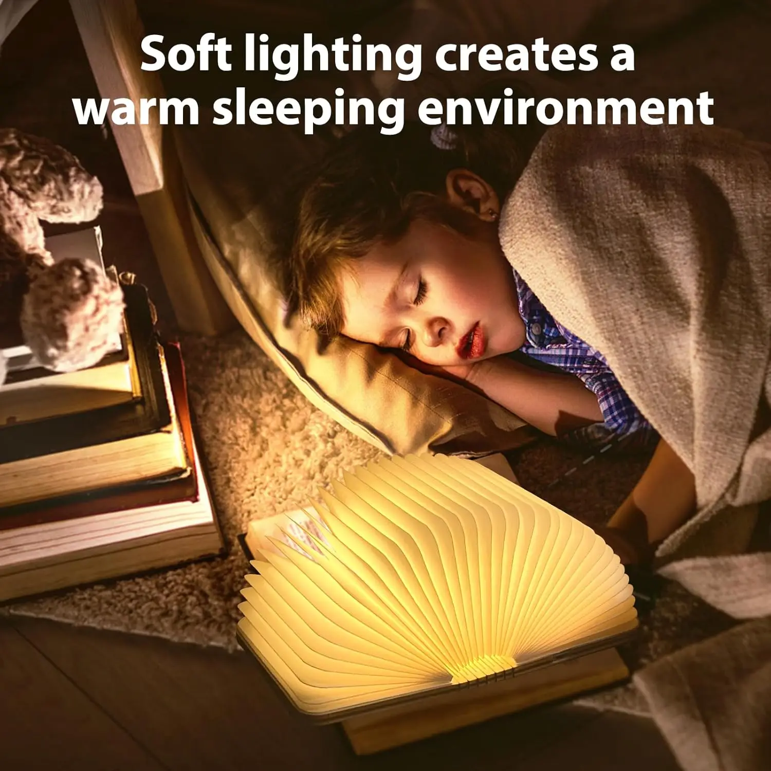 مصباح كتاب صغير قابل للطي، أضواء كتاب خشبية، نسخة مطورة من ضوء المكتب المحمول، فانوس ورقي LED مبتكر
