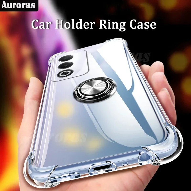 Auroras For OPPO A80 5G Case Adsorbable Ring Transparent Airbag Silicone Shell For OPPO A3 Pro A3X 5G Cover Fundas