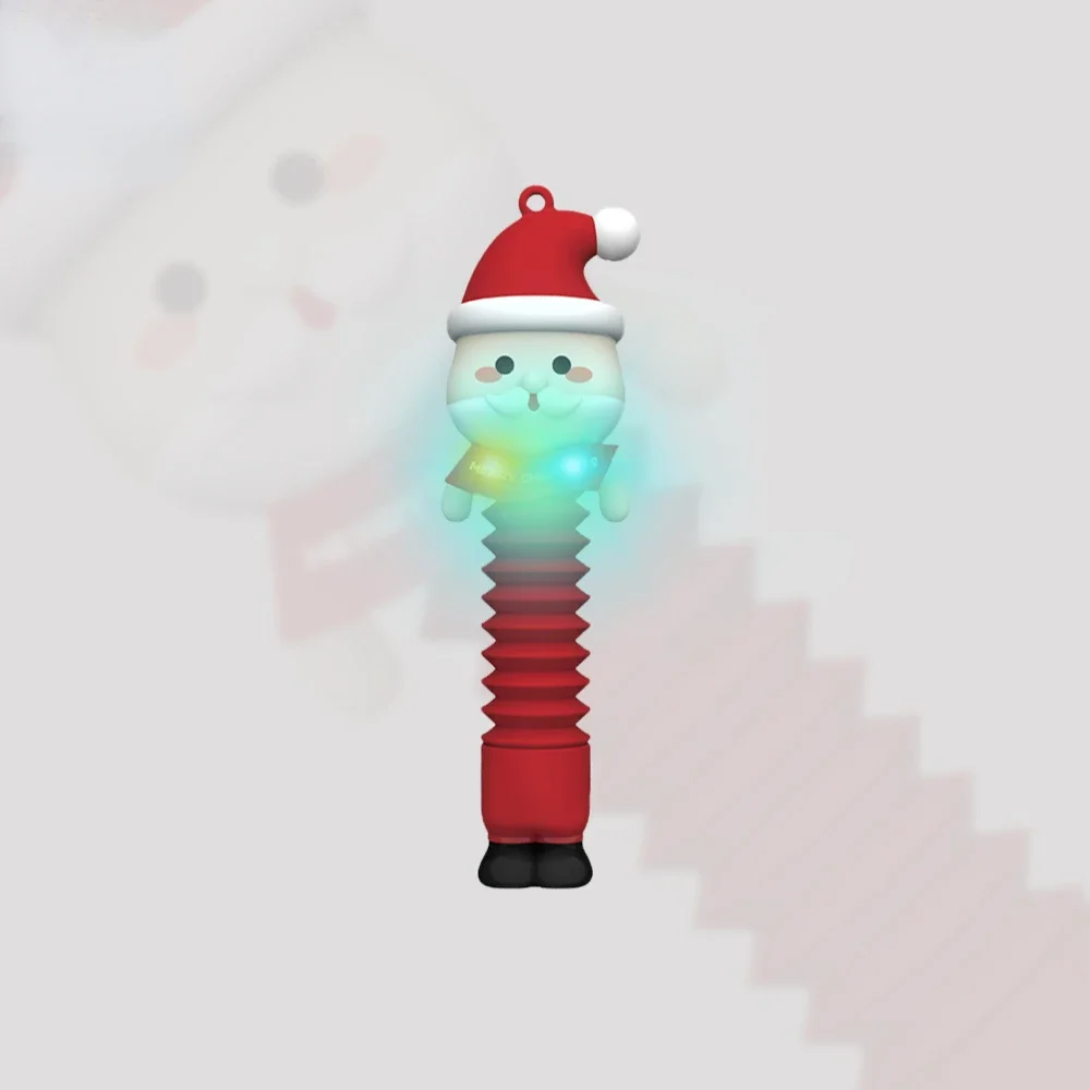 Christmas Decompression Telescopic Pop Tubes Fidget Toys Sensory Toy Swing Cool Light Lifelike Shape for Stress Anxiety Relief