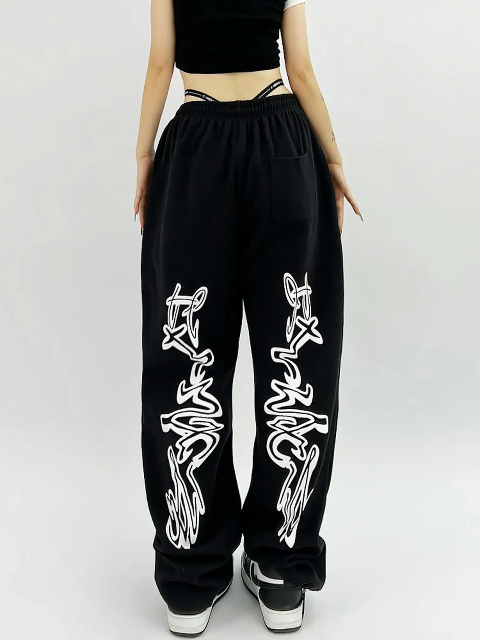 High Waist Sports Pants for Women‘s Kids Trendy Fun Print Drawstring Long Trousers Spring Summer Fashionable Pants