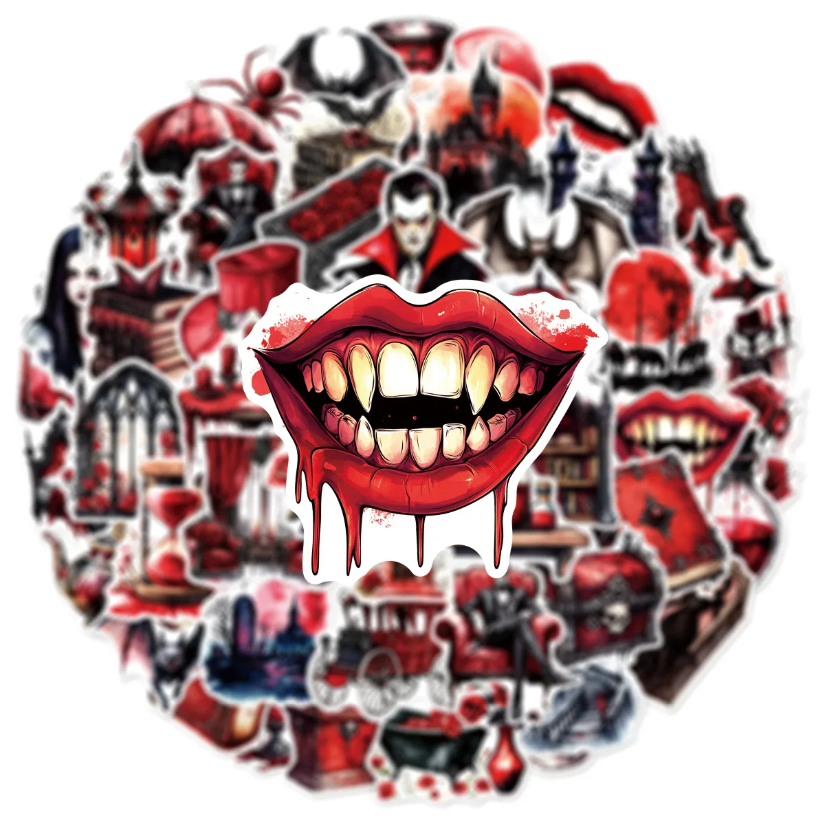 

10/30/50PCS Horror Vampire Red Gothic Stickers Funny Graffiti Decals Skateboard Notebook Phone Suitcase Bike Waterproof Kids Toy