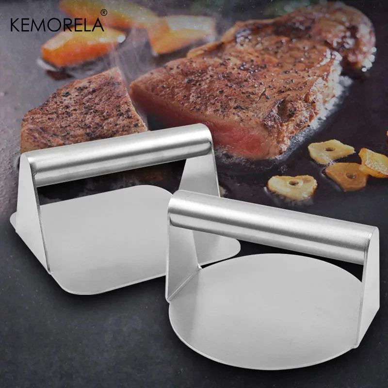 Stainless Steel Burger Press Round Square Burger Smasher Non-Stick Smooth Grill Meat Press For Hamburger Flat Top Cooking