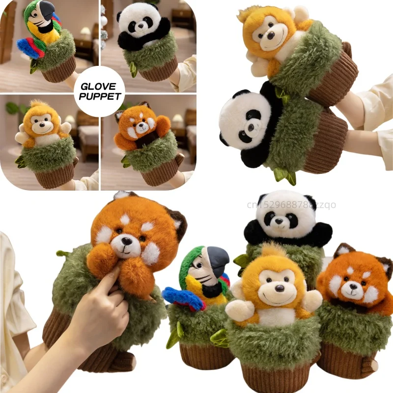 ตุ๊กตามือสัตว์น่ารัก นกแก้ว แรคคูน แพนด้า ลิง ของเล่นเสริมพัฒนาการเด็ก ของขวัญวันเกิด ของตกแต่งบ้าน