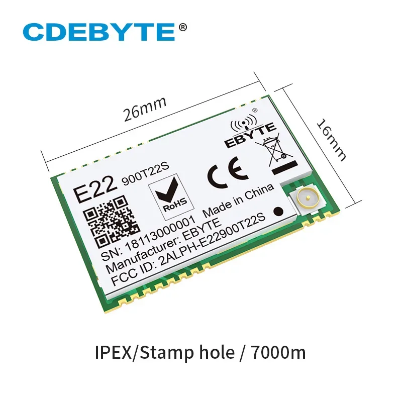 915MHz Lora Wireless RF Module CDEBYTE E22-900T22S SMD Transmitter and Receiver RSSI Net Working Transceiver For IPEX Antenna