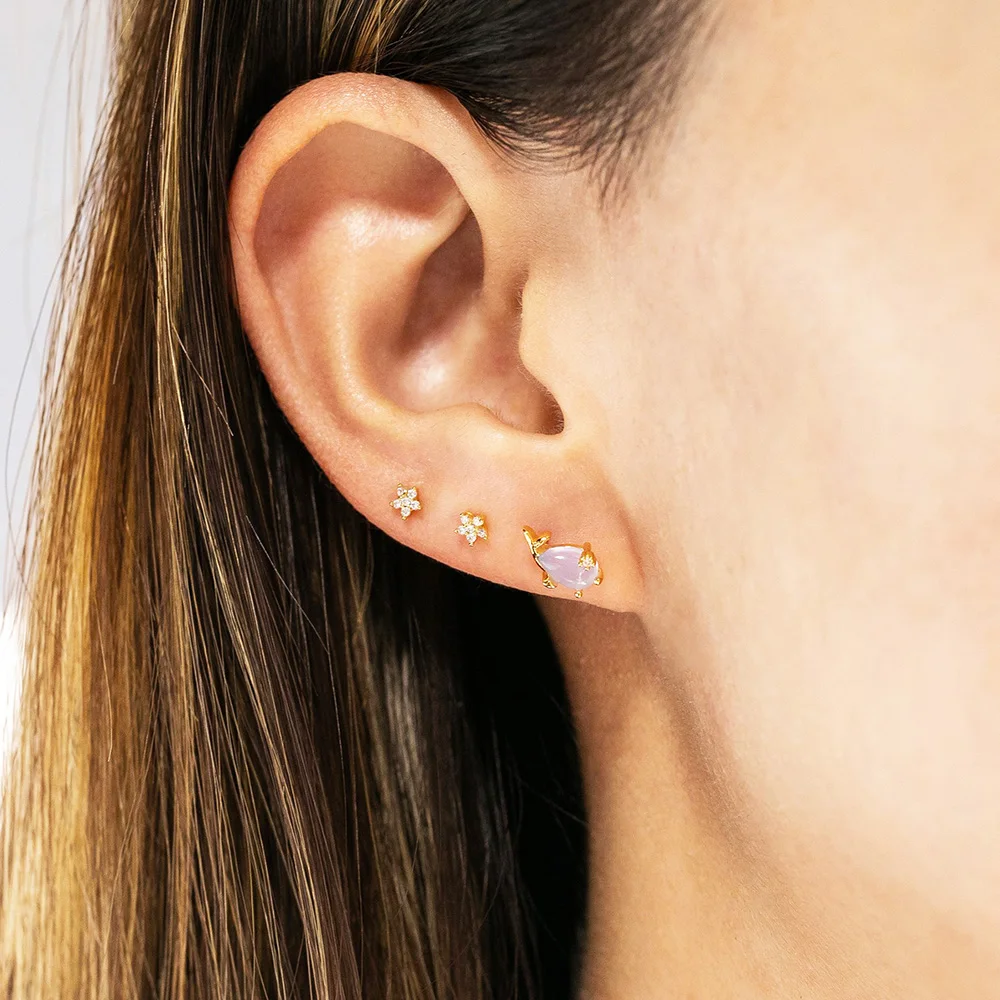 2PCS Mini Ocean Series Animal Small Stud Earrings for Women Multicolor Zircon Marine Lobster Crab Ear Studs Piercing Jewelry