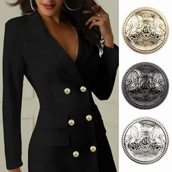10 Pcs Vintage Fashion Double Lion Crown Shield Pattern Metal Buttons,Shirt Suit Jacket Coat Decoration Round Buttons 15/20/25mm