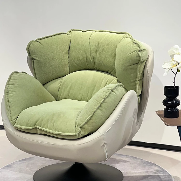 Comfortable Soft Modern 360 Rotating Swivel Chair With Adjustable Height For Living Room Apartment & Bedroom (Fabric/Leather)