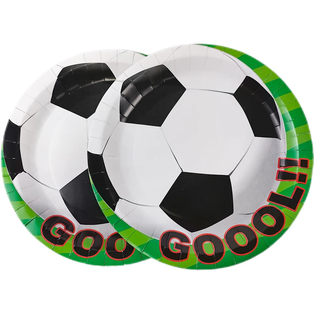 10/50 Stück Fußball-Pappteller 7'' und 9'' Einwegteller Fußball-Thema-Partyzubehör Kindergeburtstag Sportparty-Dekorationen – Detail 2