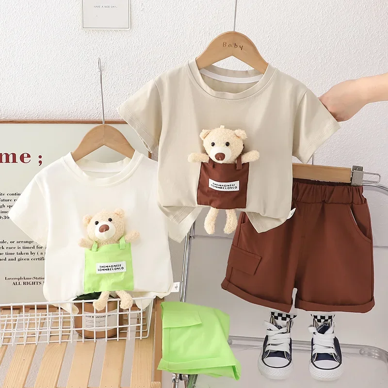 

New Summer Baby Boys Clothes Kids Girls Clothing Suit Children Casual T-Shirt Shorts 2Pcs/Sets Infant Fashion Cartoon Costume