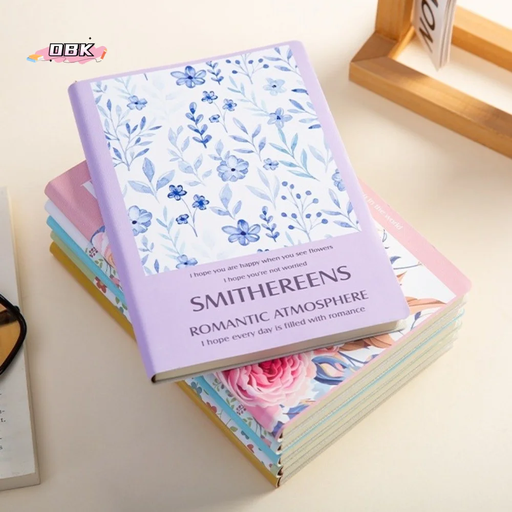 

Cute Floral Flower Notebook PU Leather Thickened Office Journal Diary Notepad Portable Stationary Class lined NoteBook School