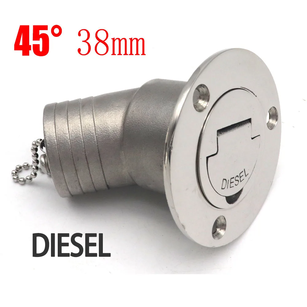 45 Degree 316 Stainless Steel Deck Filler Key Cap GAS DIESEL FUEL WASTE WATER 38mm 50mm Deck Filler Caps for Marine Boat