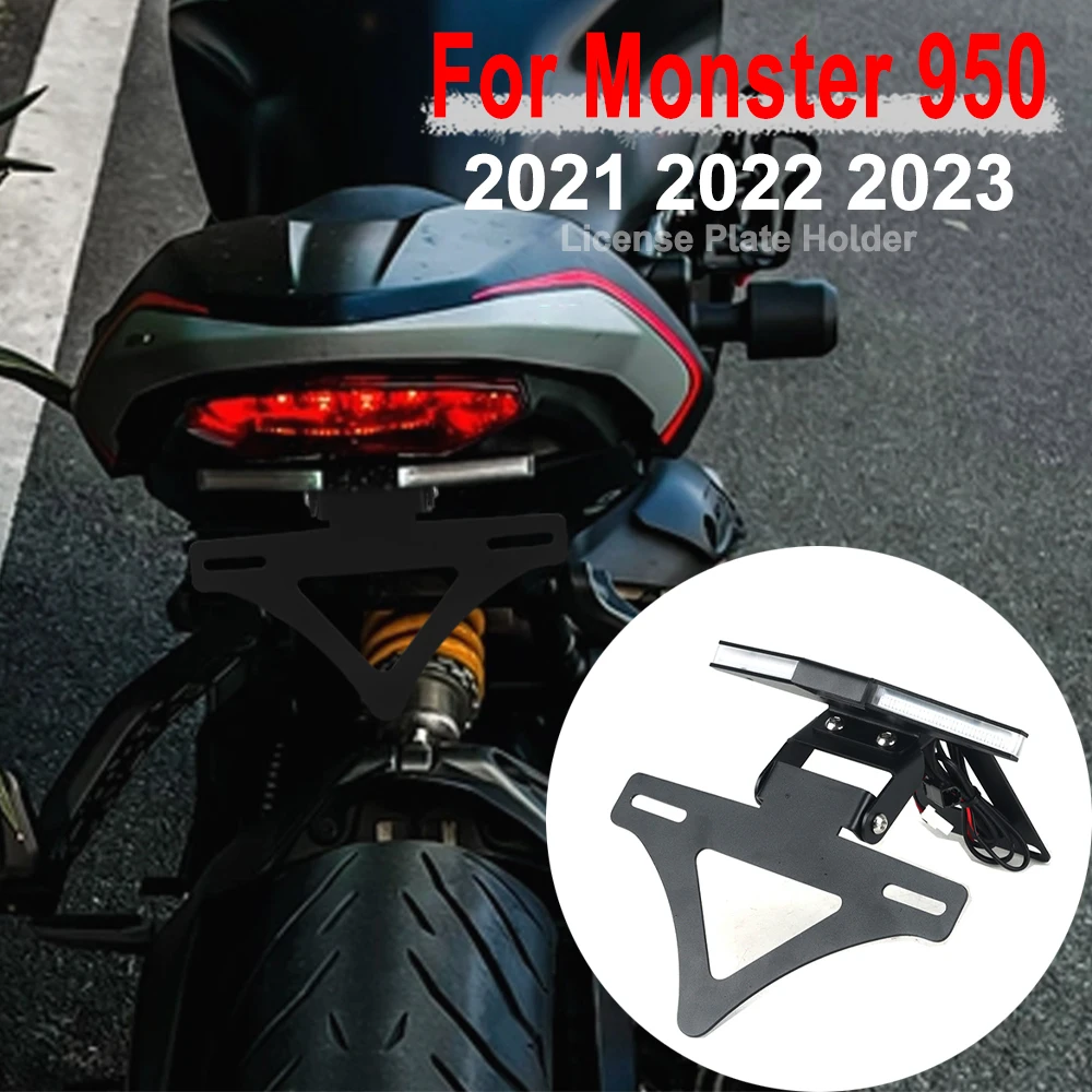 

For DUCATI Monster 950 Rear Tail Tidy Fender Eliminator kit Registration Plate Holder Bracket Black Monster950 2021 2022 2023