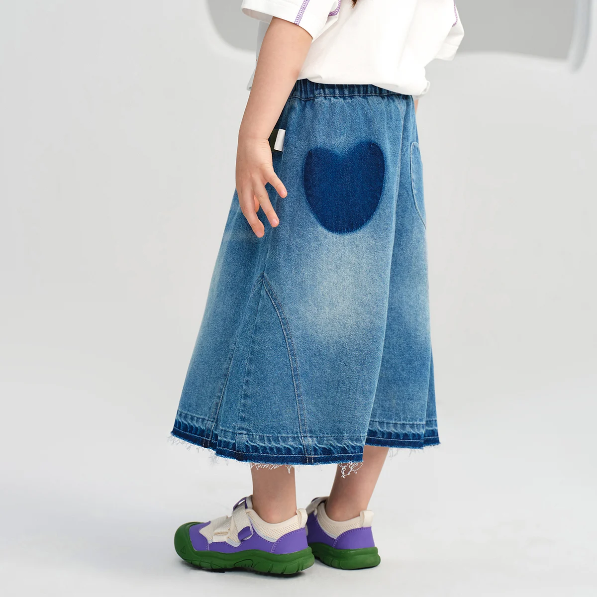 

Amila2024 Summer New Girls' Bottom Irregular Patchwork Denim Skirt Boutique Cotton Comfortable and Soft