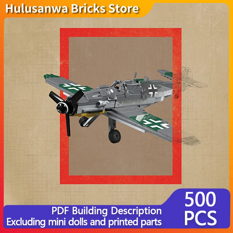 

Bf-109 WW2 Military Fighter Jets Model MOC Building Bricks War Equipment Modular Technology Gifts Holiday Assemble Children Toys