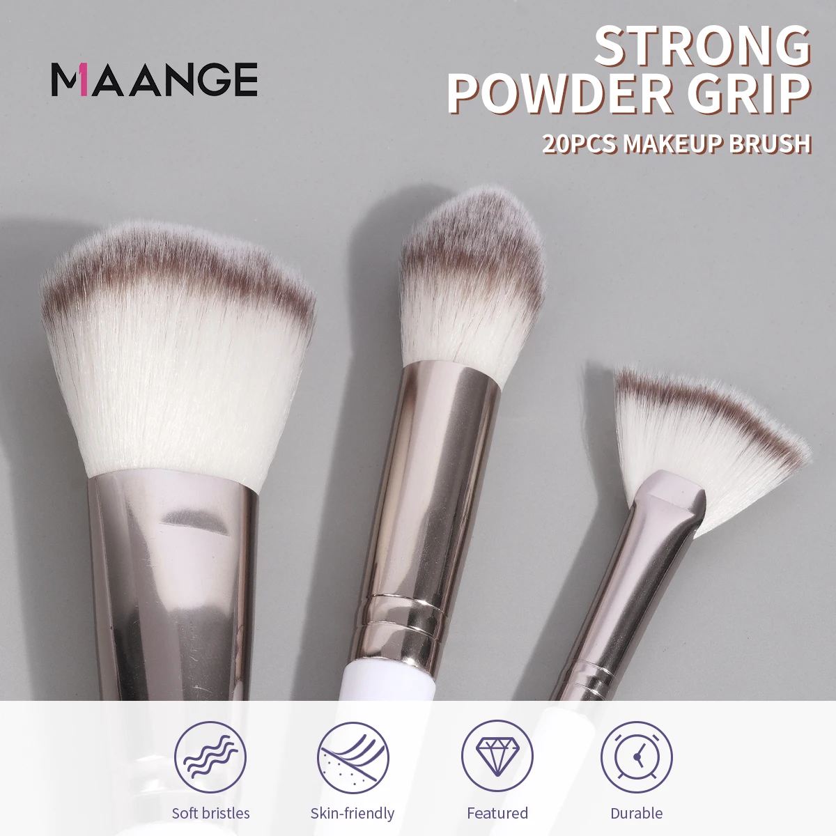 MAANGE-Maquiagem Brushes Set, Cosméticos, Fundação, Blush, Pó, Sombra, Soft Fluffy Kabuki Brush, Blending Tools, 20Pcs