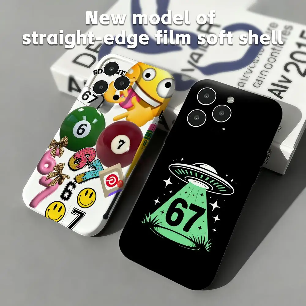 cool 67 Phone Case Straight edge film Glossy soft shell For iPhone 17 16e 16 15 14 13 12 Pro Max Plus view 2
