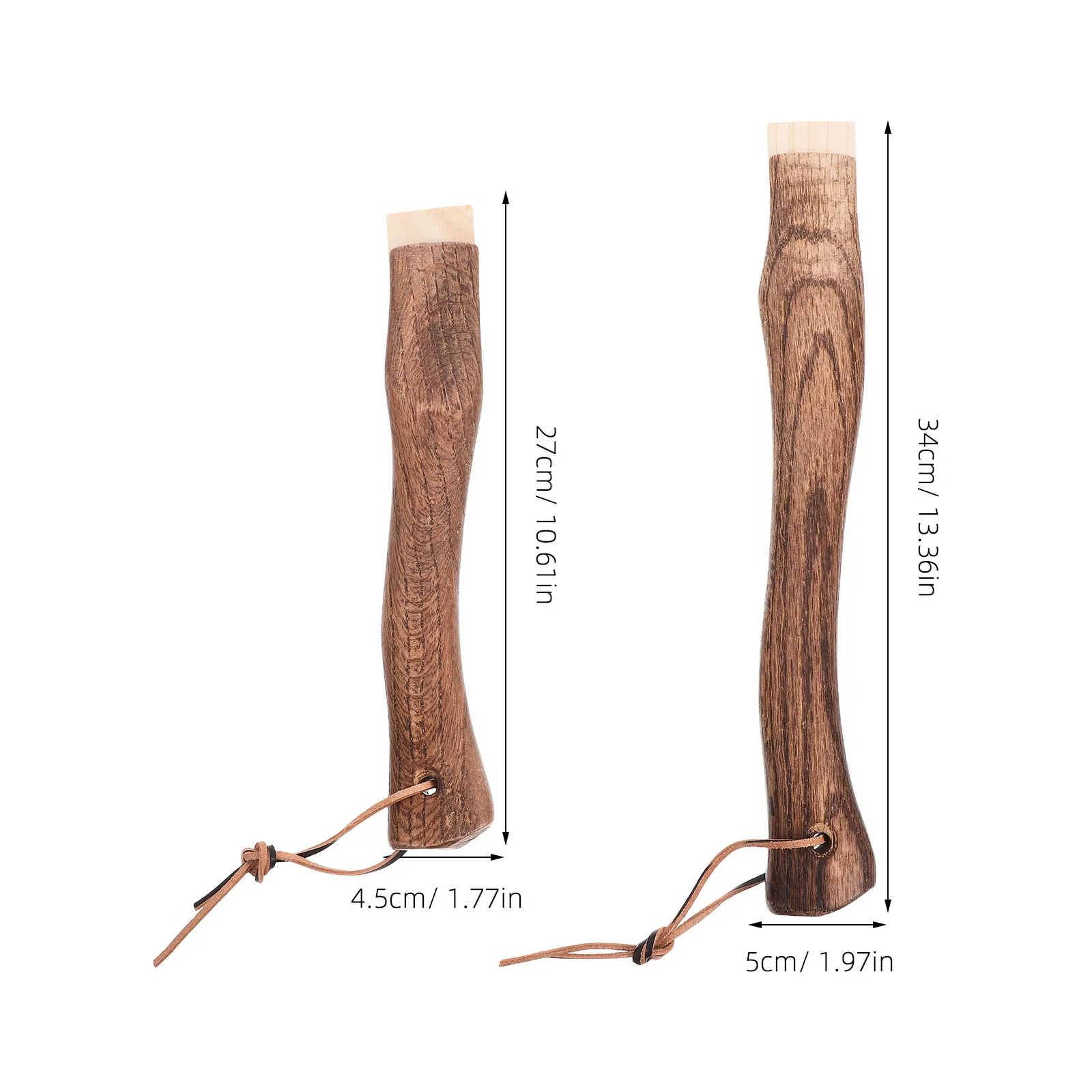 2Pcs Wood Axe Handles Short Curved Replacement for Hatchet Hammer Solid Wooden Handle Hanging Hole Tool Axe Handles