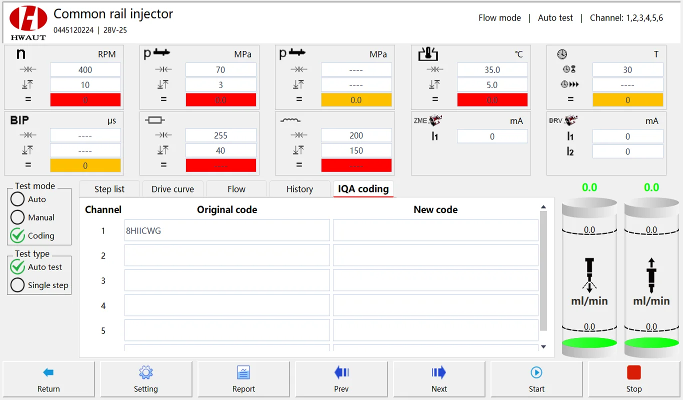 CRS968 Software Common Rail Injector Tester Workbench Control System Control