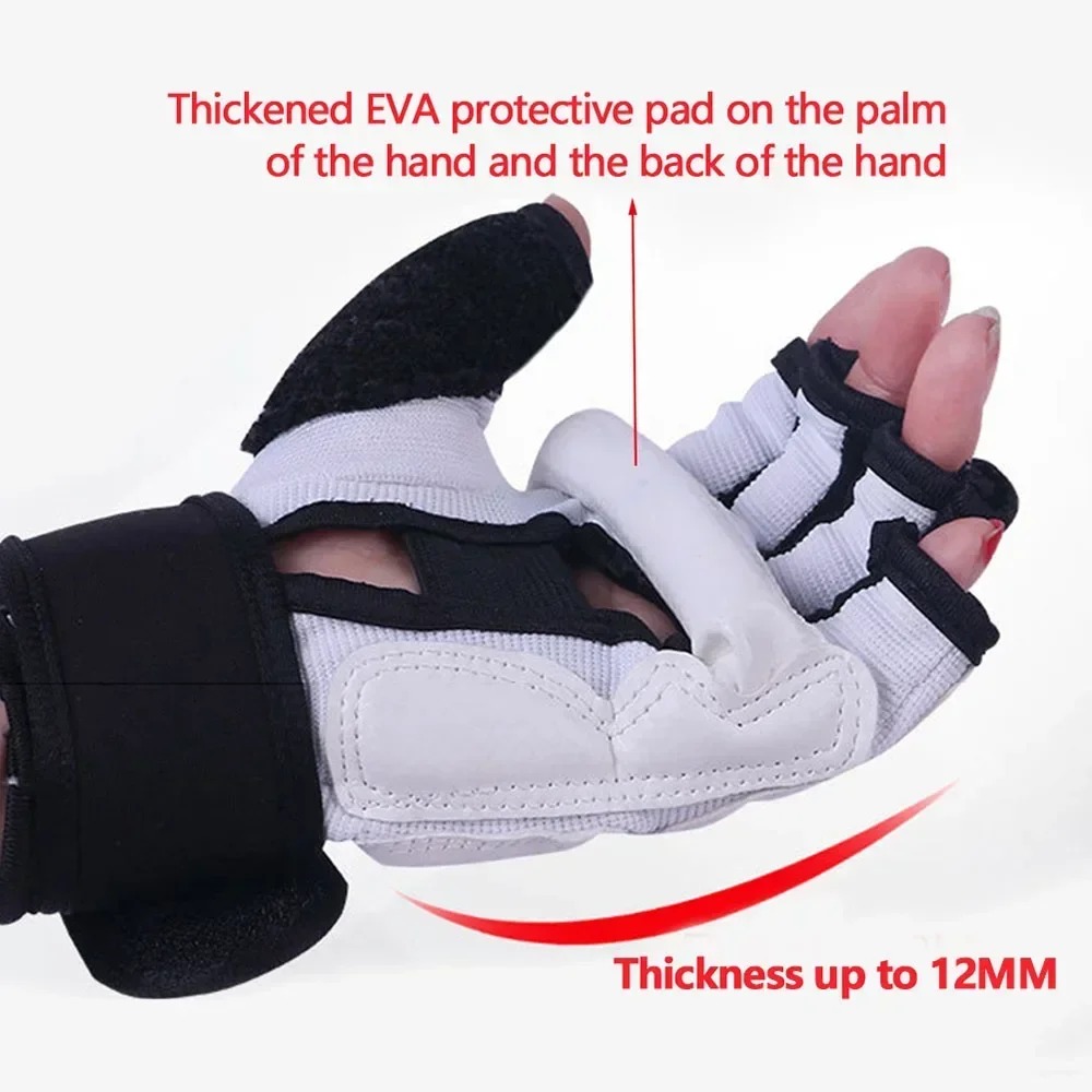 

Боксерские перчатки из искусственной кожи с половиной пальца, каратэ, муай-тай, тренировочные перчатки для ног, перчатки для тхэквондо для взрослых и детей