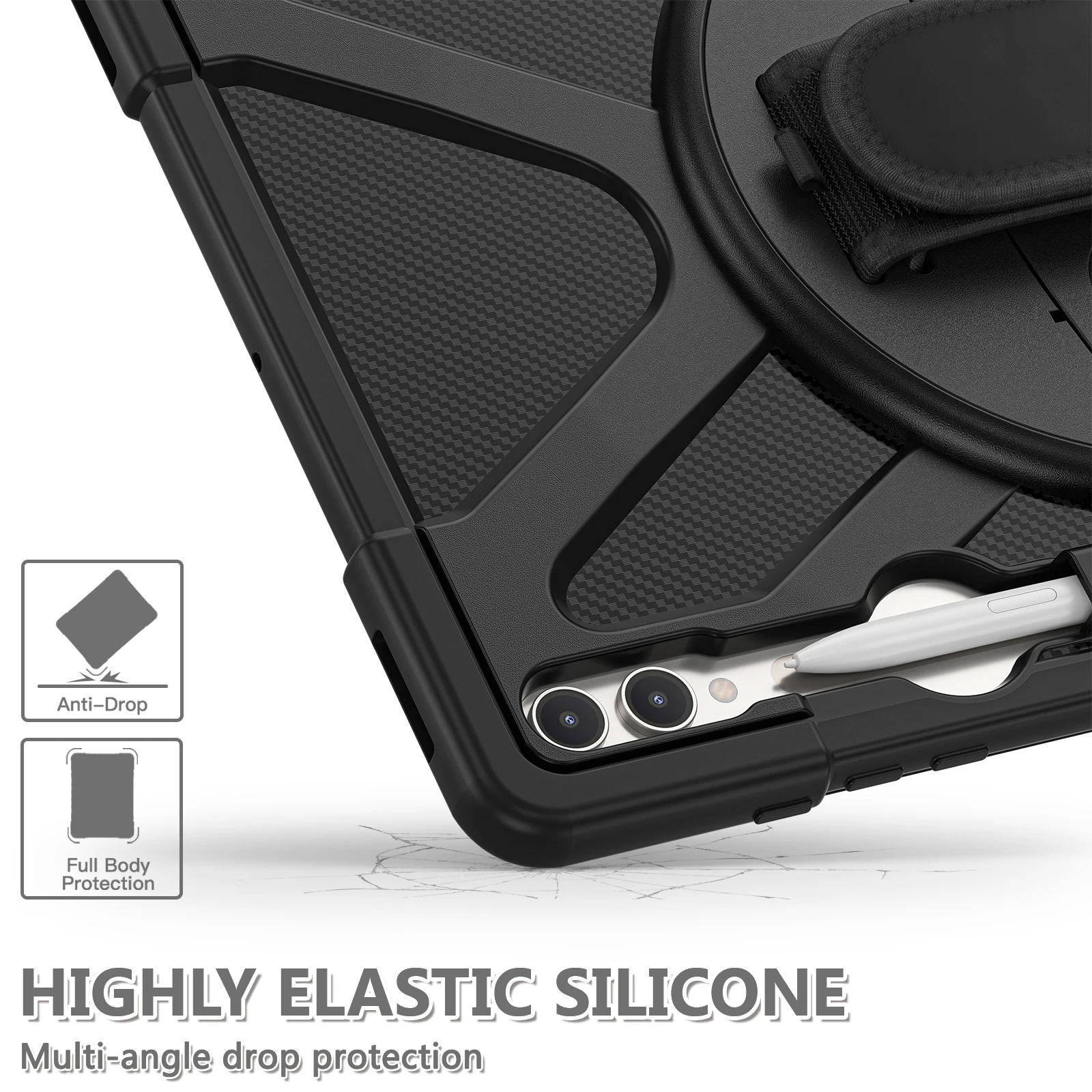 Imagem -04 - Robusto à Prova de Choque com Suporte Giratório e Alça de Mão Capa para Samsung Galaxy Tab s9 Ultra 2023 14.6 s8 Ultra 2023 Case