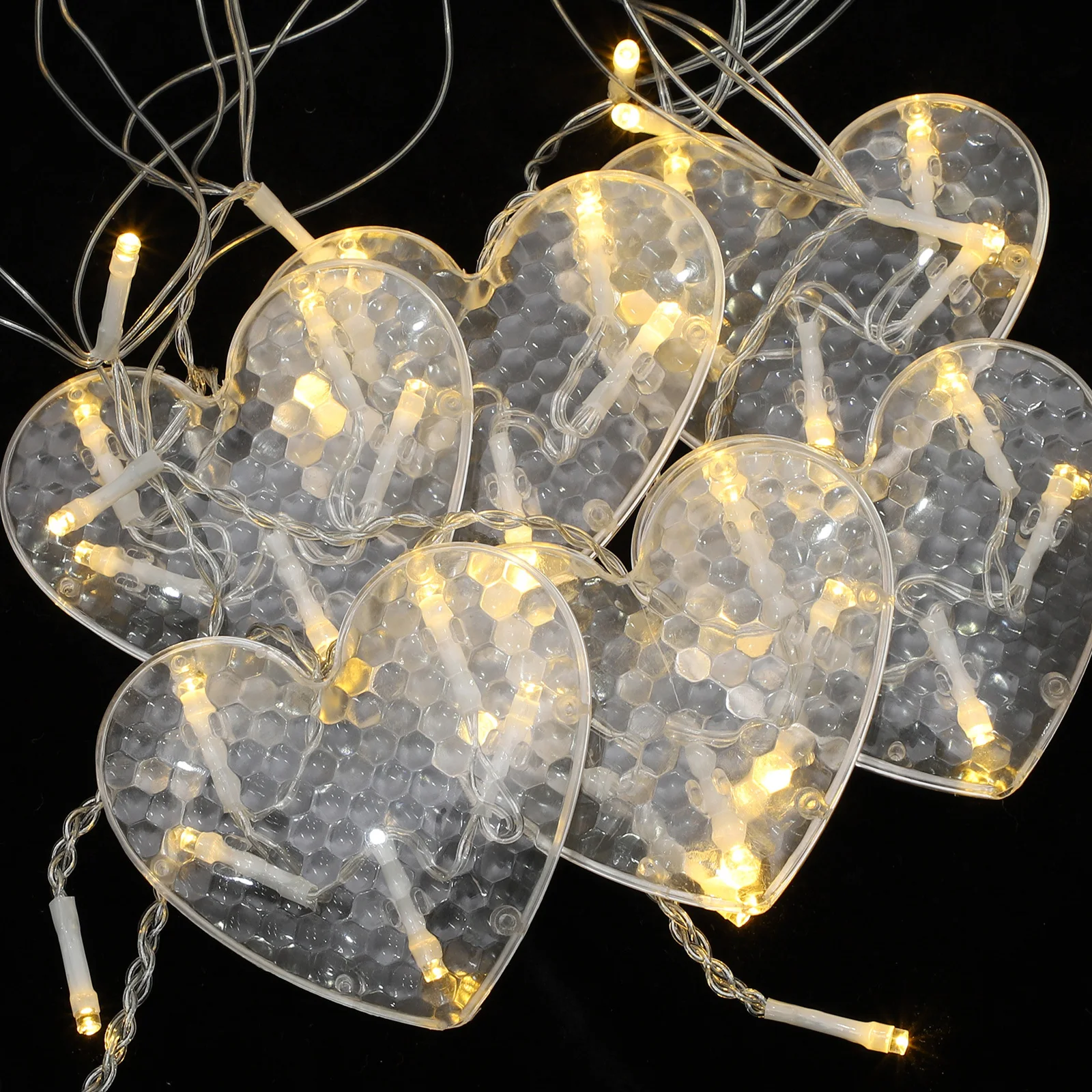 LED القلب نافذة الستار ضوء بالطاقة الجنية سلسلة أضواء غرفة نوم LED ديكور نافذة سلسلة أضواء الغرفة الجمالية #1