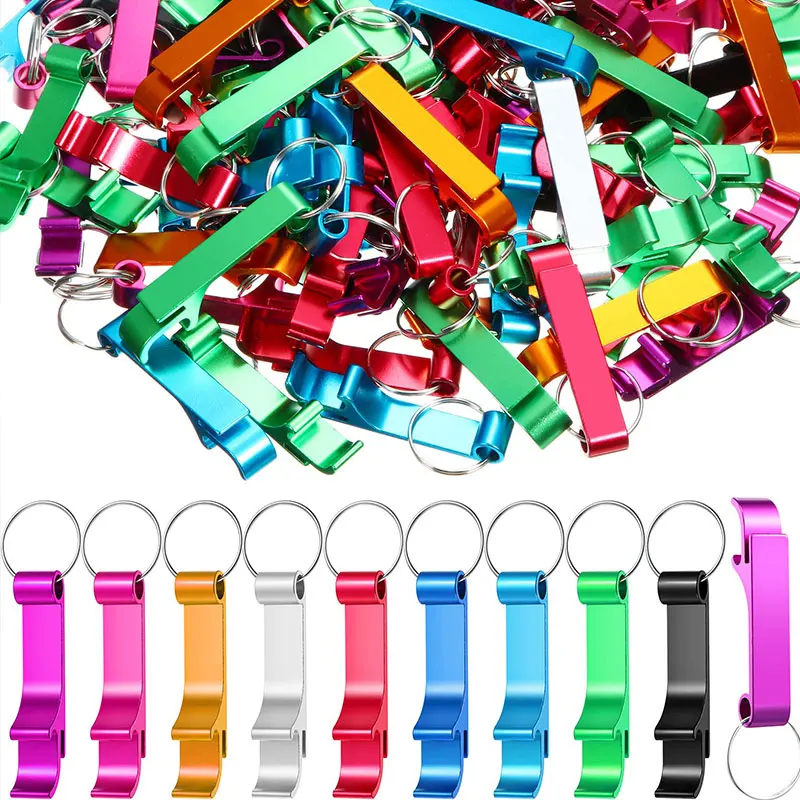 25Pcs Bottle Opener Keychain Aluminum Beer Bottle Openers Metal EDC Soda Keyring Tool Gift Accessories for Kitchen