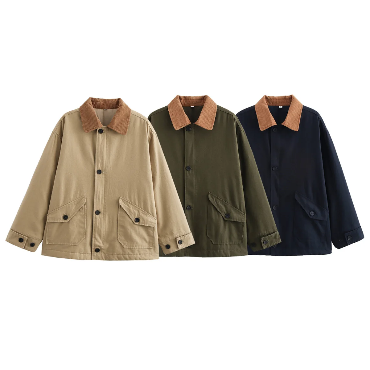 European and American style autumn and winter new corduroy lapel fashionable and versatile loose cotton jacket