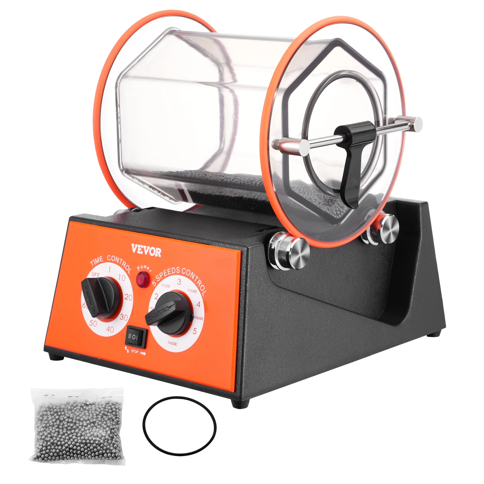 Vevor Sieraden Polijstmachine Tuimelaar, 5Kg Capaciteit Mini Roterende Tuimelaar Machine W/0-60 Minuten Timer, 5 Snelheden Sieraden Roterende Finisher